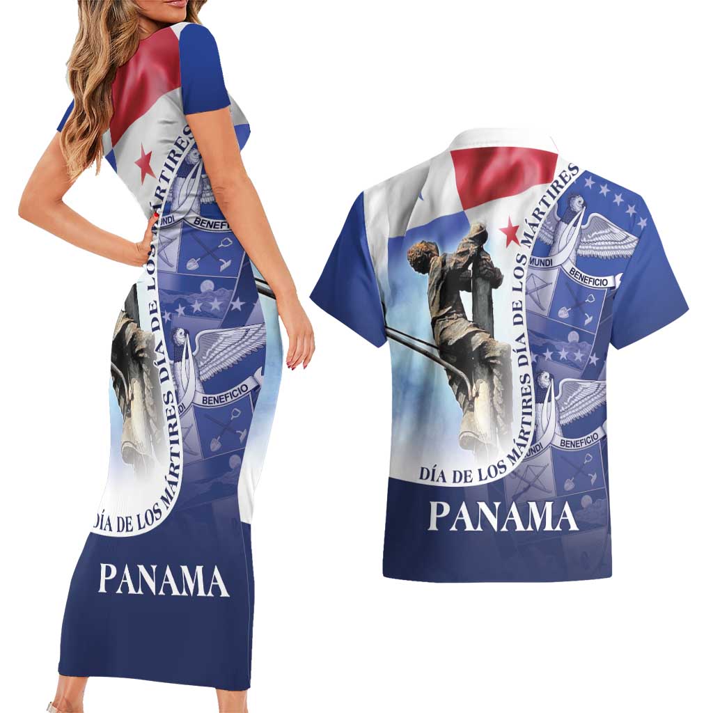 Panama Dia de los Martires Couples Matching Short Sleeve Bodycon Dress and Hawaiian Shirt Panama Martyrs' Day Raises Flag LT9 - Wonder Print Shop