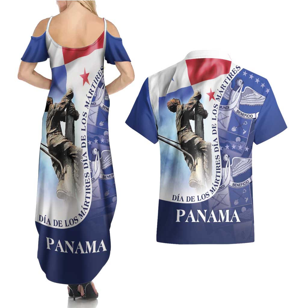 Panama Dia de los Martires Couples Matching Summer Maxi Dress and Hawaiian Shirt Panama Martyrs' Day Raises Flag LT9 - Wonder Print Shop