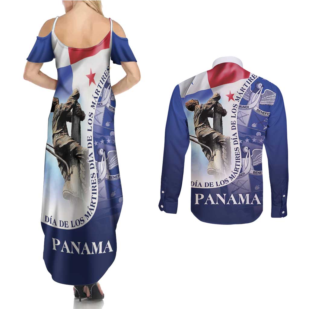 Panama Dia de los Martires Couples Matching Summer Maxi Dress and Long Sleeve Button Shirt Panama Martyrs' Day Raises Flag LT9 - Wonder Print Shop
