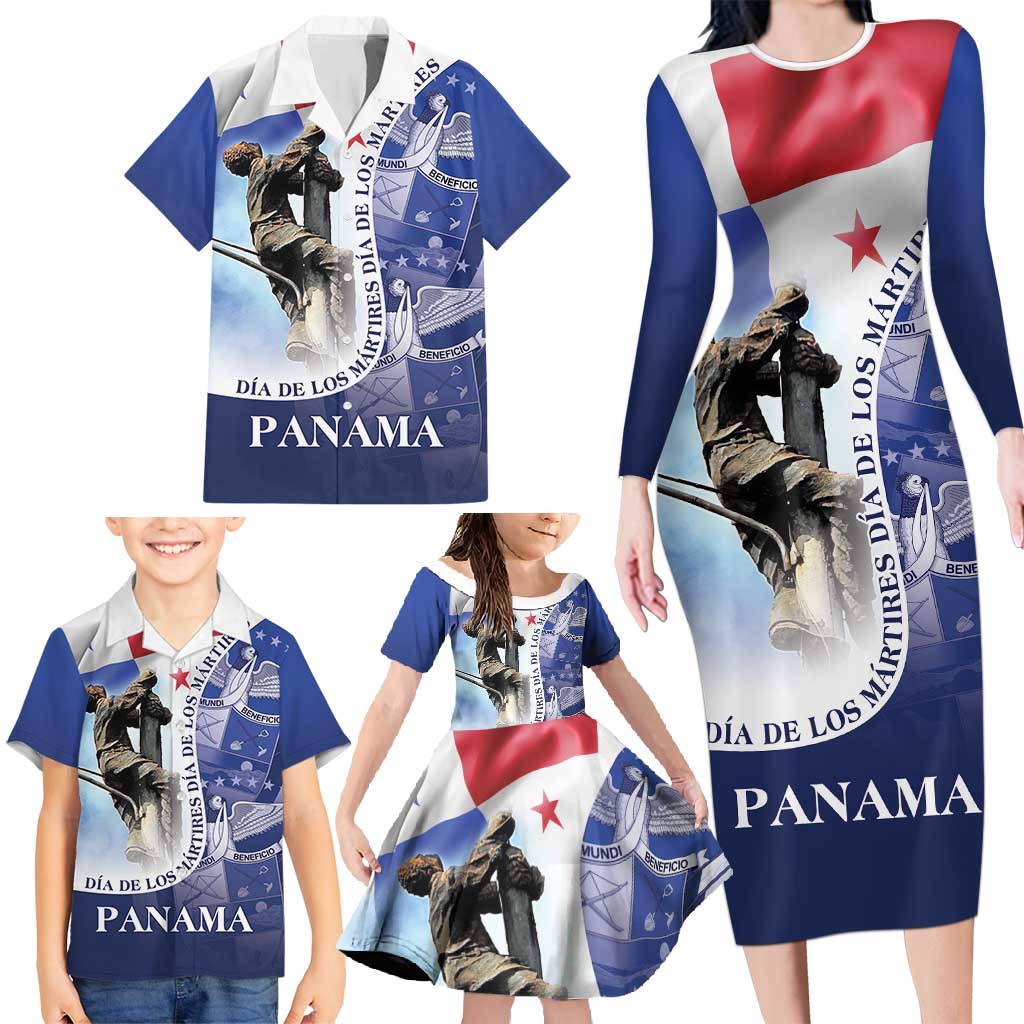 Panama Dia de los Martires Family Matching Long Sleeve Bodycon Dress and Hawaiian Shirt Panama Martyrs' Day Raises Flag LT9 - Wonder Print Shop