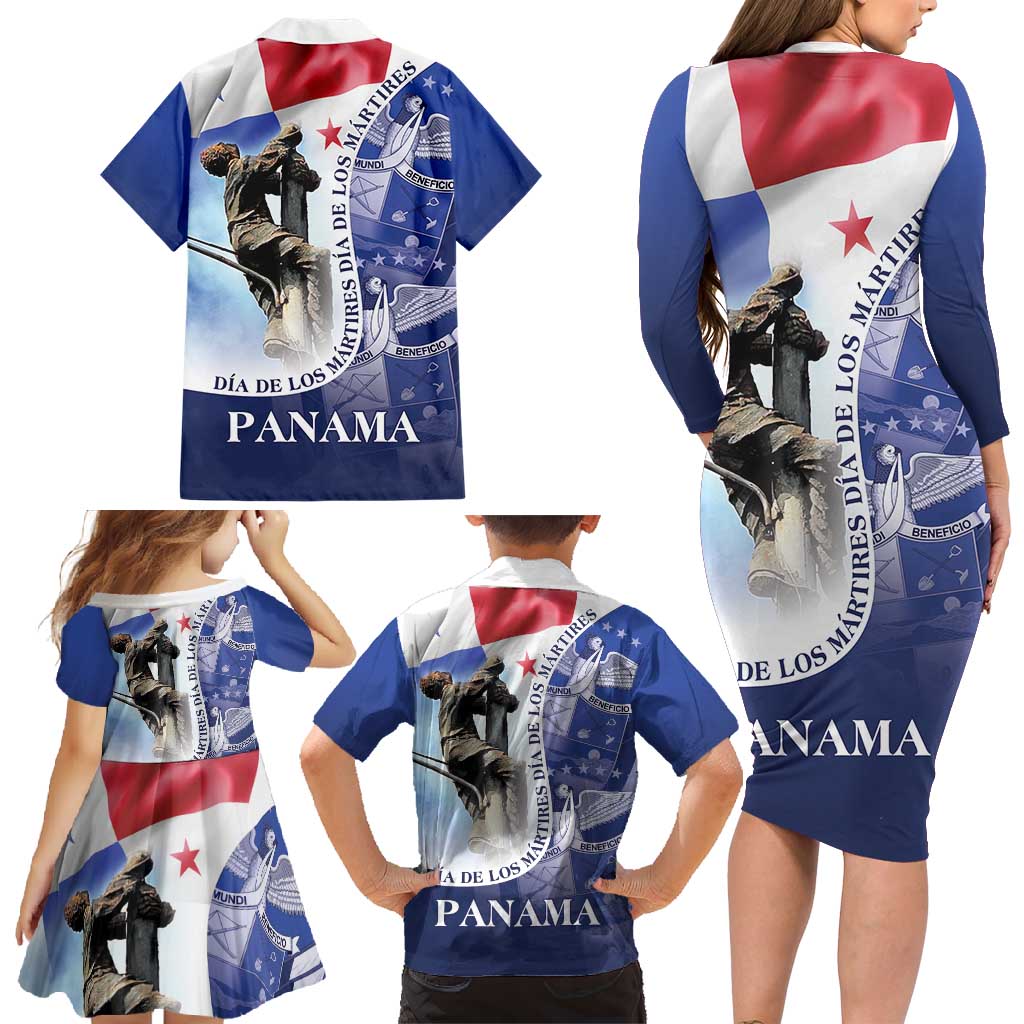 Panama Dia de los Martires Family Matching Long Sleeve Bodycon Dress and Hawaiian Shirt Panama Martyrs' Day Raises Flag LT9 - Wonder Print Shop
