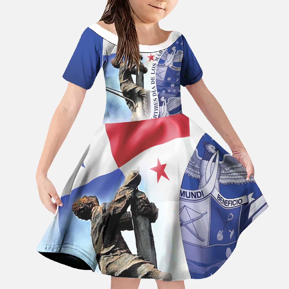 Panama Dia de los Martires Family Matching Off The Shoulder Long Sleeve Dress and Hawaiian Shirt Panama Martyrs' Day Raises Flag - Wonder Print Shop