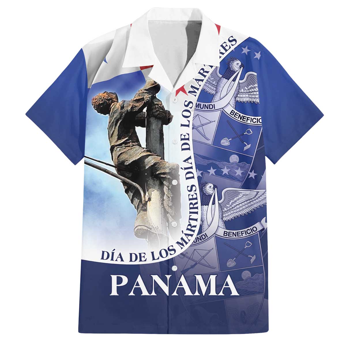 Panama Dia de los Martires Family Matching Off The Shoulder Long Sleeve Dress and Hawaiian Shirt Panama Martyrs' Day Raises Flag - Wonder Print Shop
