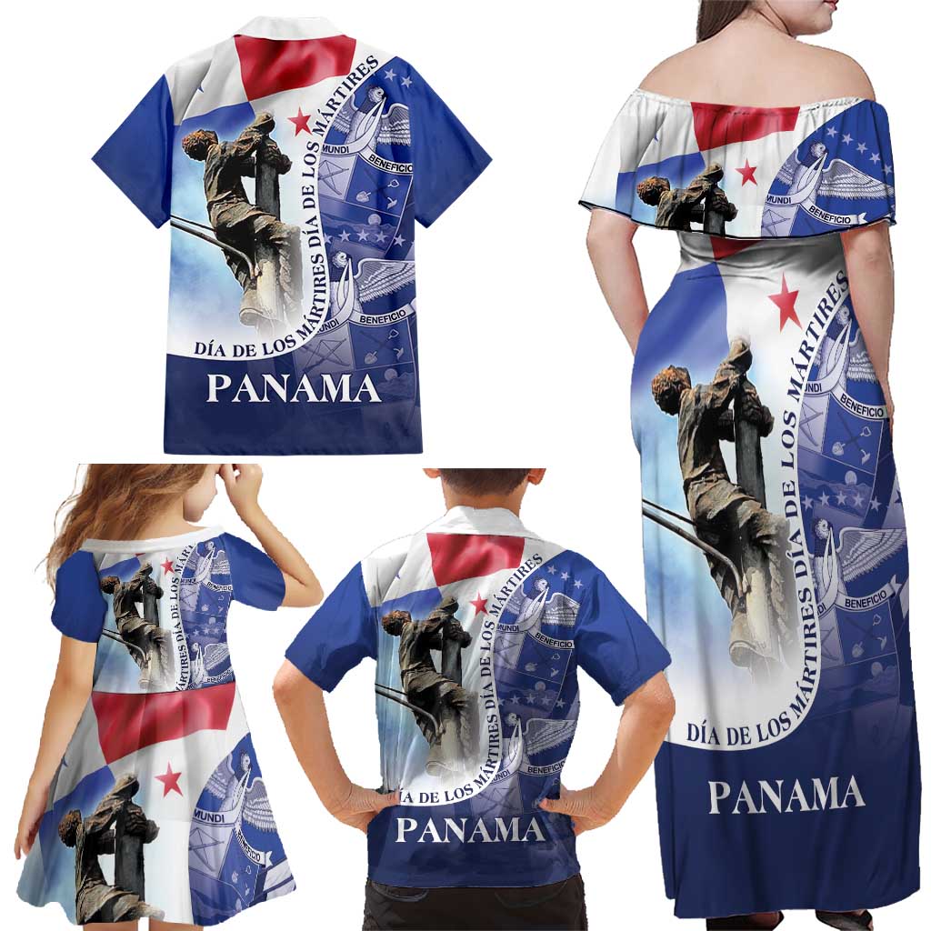 Panama Dia de los Martires Family Matching Off Shoulder Maxi Dress and Hawaiian Shirt Panama Martyrs' Day Raises Flag LT9 - Wonder Print Shop
