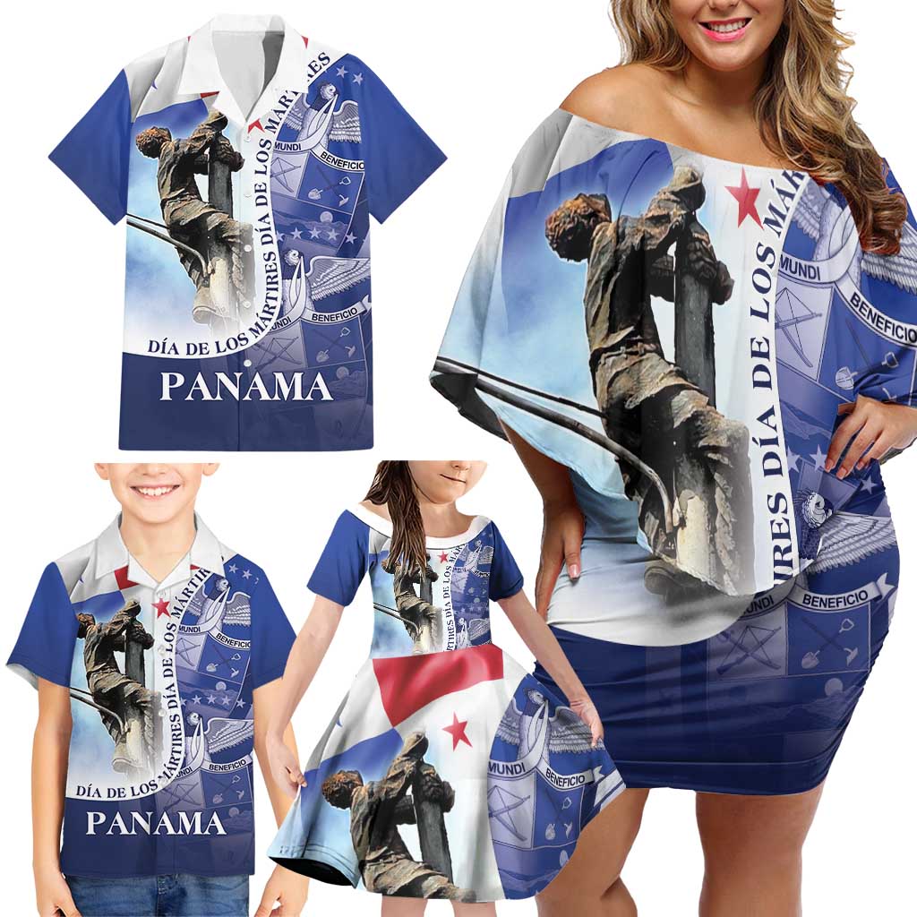 Panama Dia de los Martires Family Matching Off Shoulder Short Dress and Hawaiian Shirt Panama Martyrs' Day Raises Flag LT9 - Wonder Print Shop