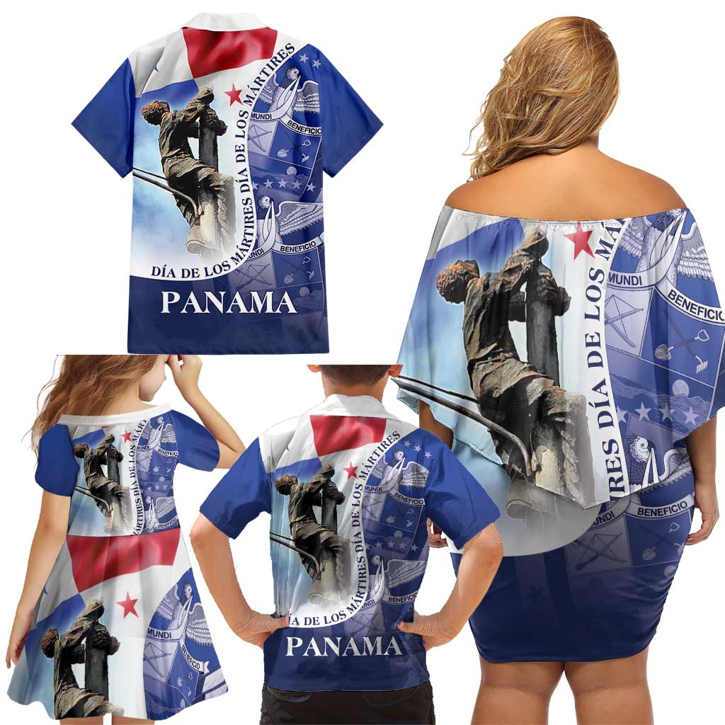 Panama Dia de los Martires Family Matching Off Shoulder Short Dress and Hawaiian Shirt Panama Martyrs' Day Raises Flag LT9 - Wonder Print Shop
