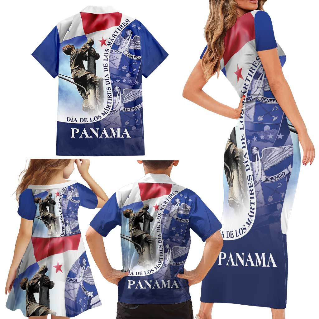 Panama Dia de los Martires Family Matching Short Sleeve Bodycon Dress and Hawaiian Shirt Panama Martyrs' Day Raises Flag - Wonder Print Shop