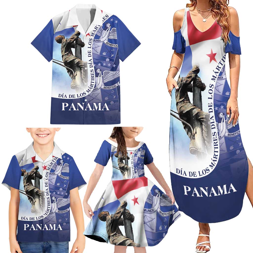 Panama Dia de los Martires Family Matching Summer Maxi Dress and Hawaiian Shirt Panama Martyrs' Day Raises Flag - Wonder Print Shop