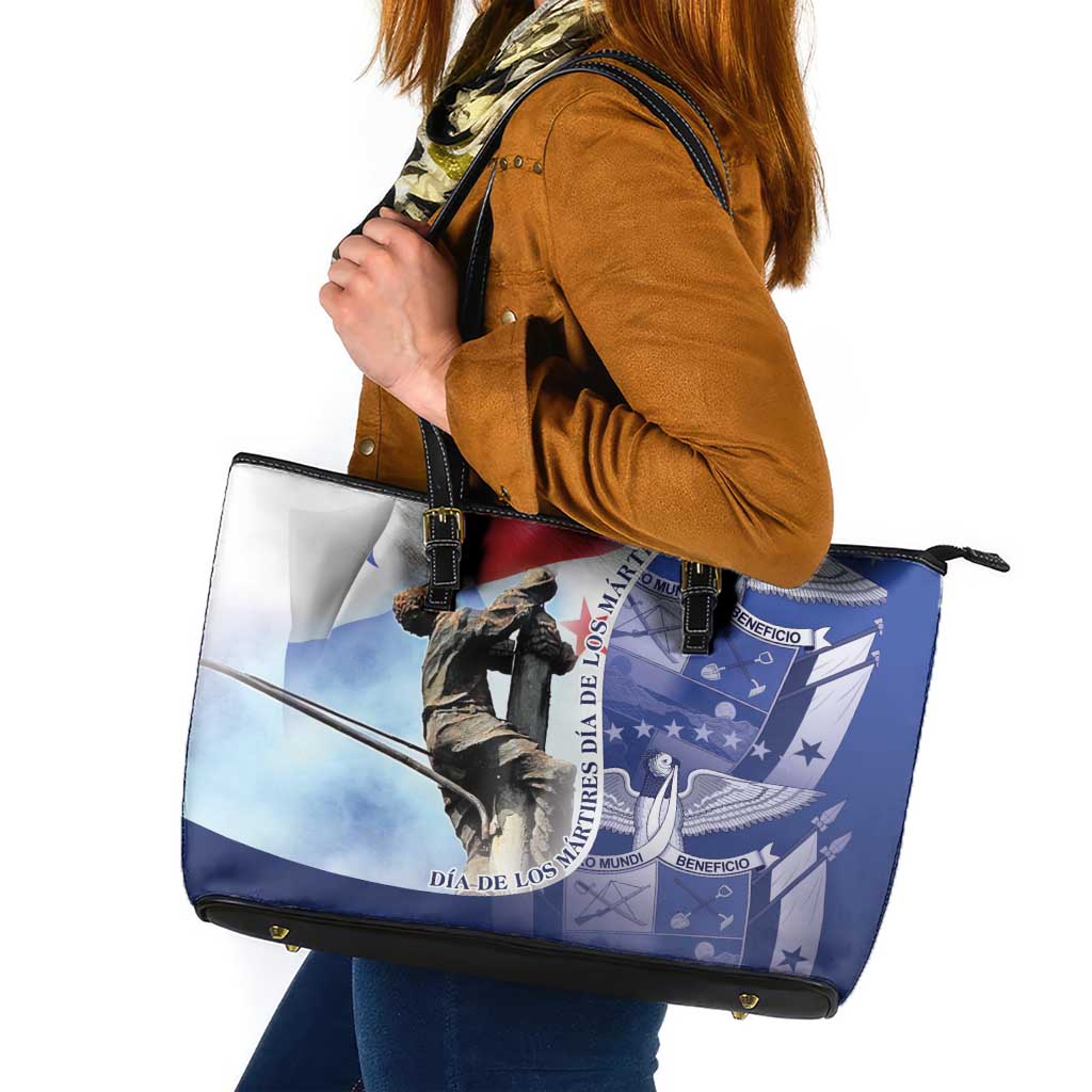 Panama Dia de los Martires Leather Tote Bag Panama Martyrs' Day Raises Flag - Wonder Print Shop