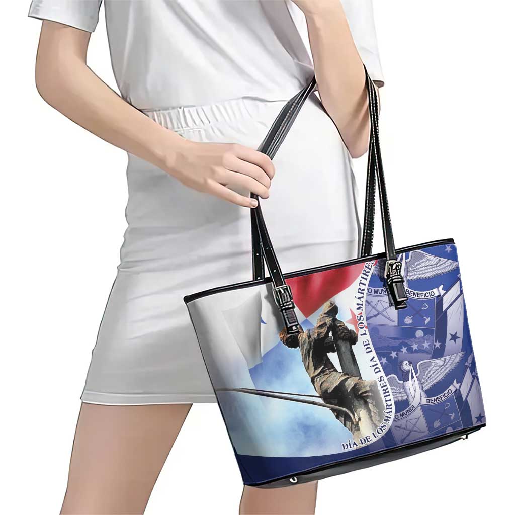 Panama Dia de los Martires Leather Tote Bag Panama Martyrs' Day Raises Flag - Wonder Print Shop
