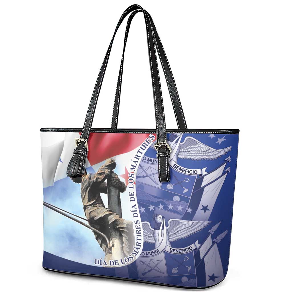 Panama Dia de los Martires Leather Tote Bag Panama Martyrs' Day Raises Flag - Wonder Print Shop