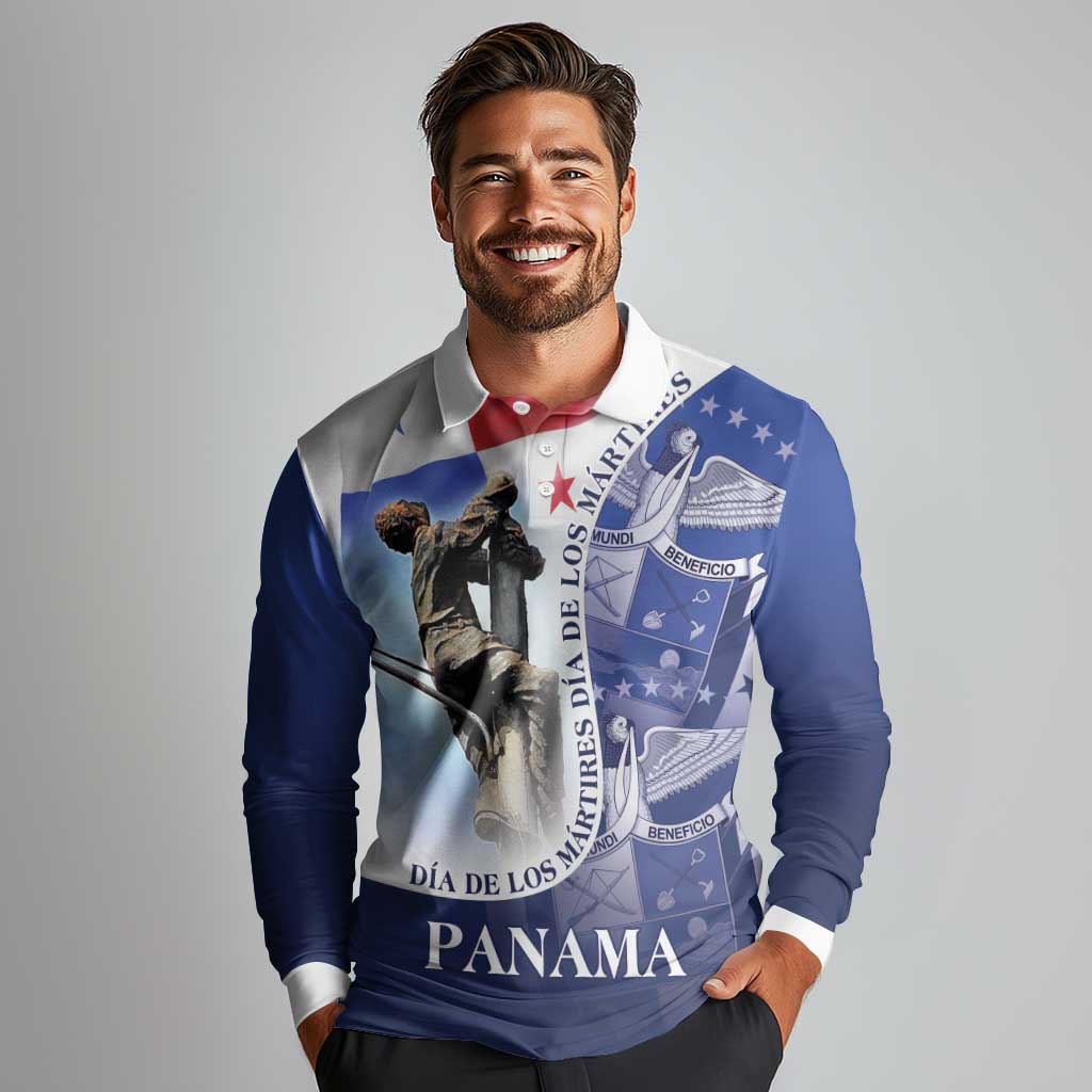 Panama Dia de los Martires Long Sleeve Polo Shirt Panama Martyrs' Day Raises Flag - Wonder Print Shop
