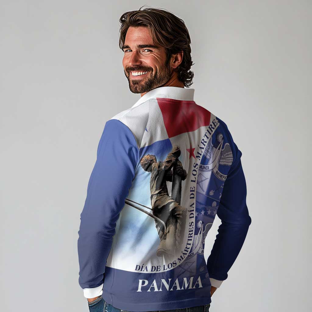 Panama Dia de los Martires Long Sleeve Polo Shirt Panama Martyrs' Day Raises Flag - Wonder Print Shop