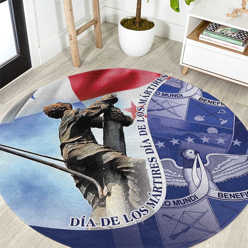 Panama Dia de los Martires Round Carpet Panama Martyrs' Day Raises Flag