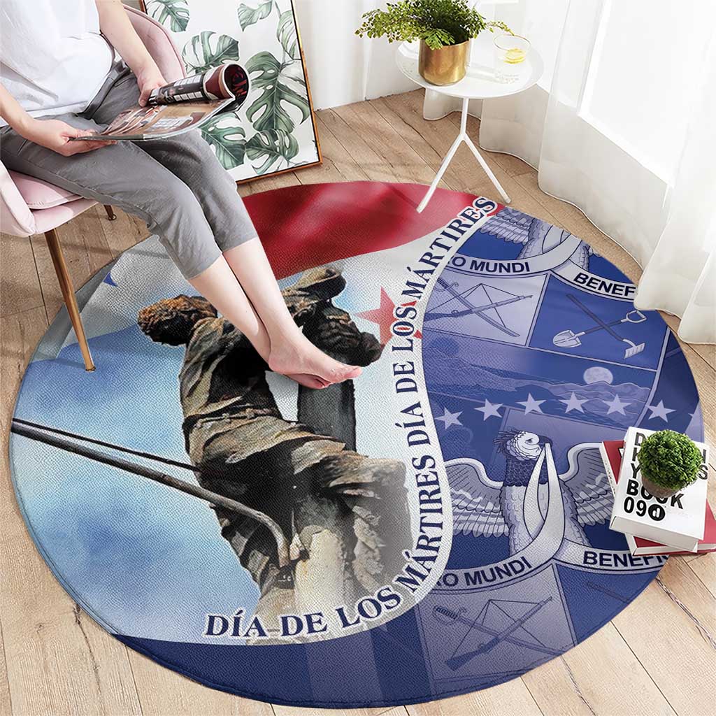 Panama Dia de los Martires Round Carpet Panama Martyrs' Day Raises Flag