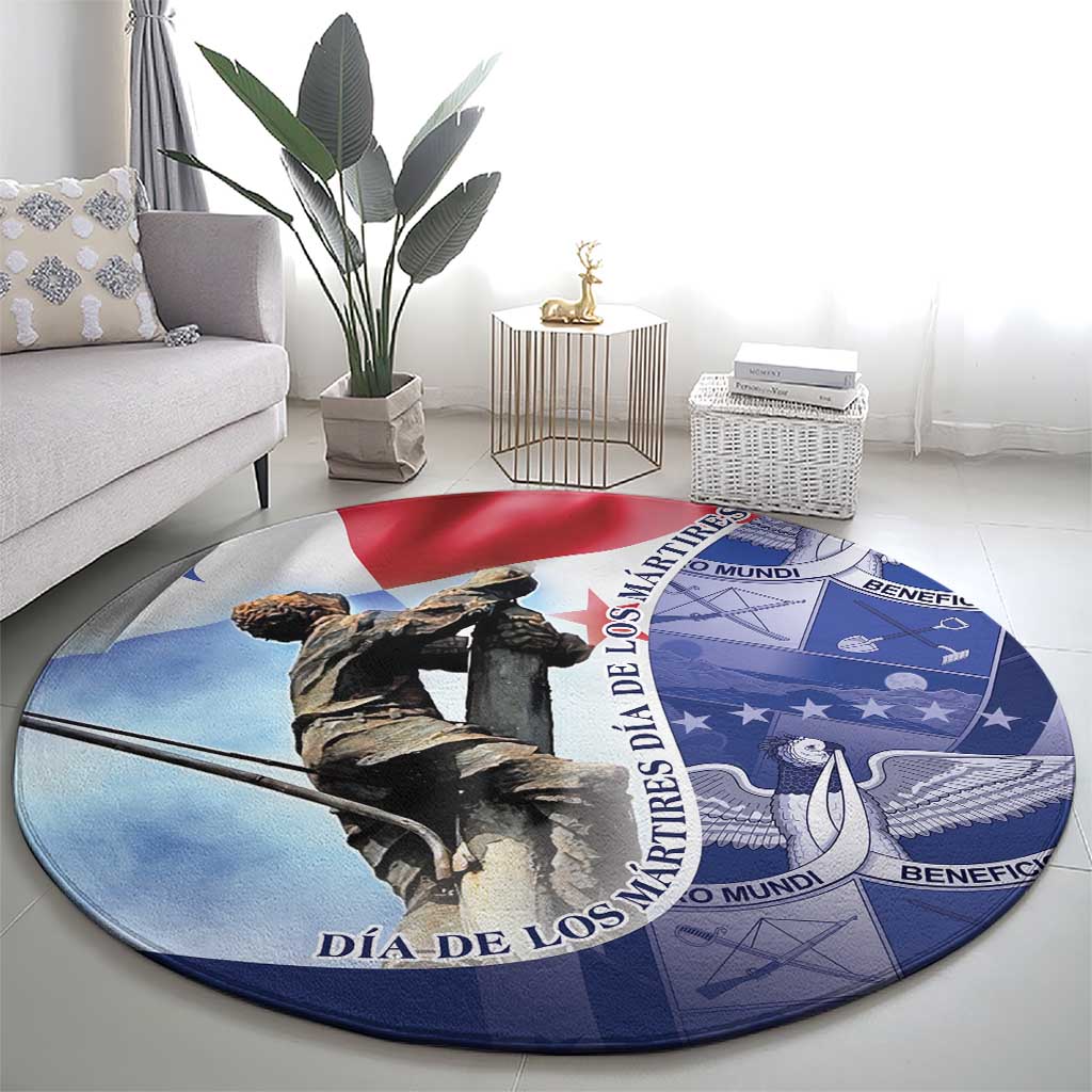Panama Dia de los Martires Round Carpet Panama Martyrs' Day Raises Flag