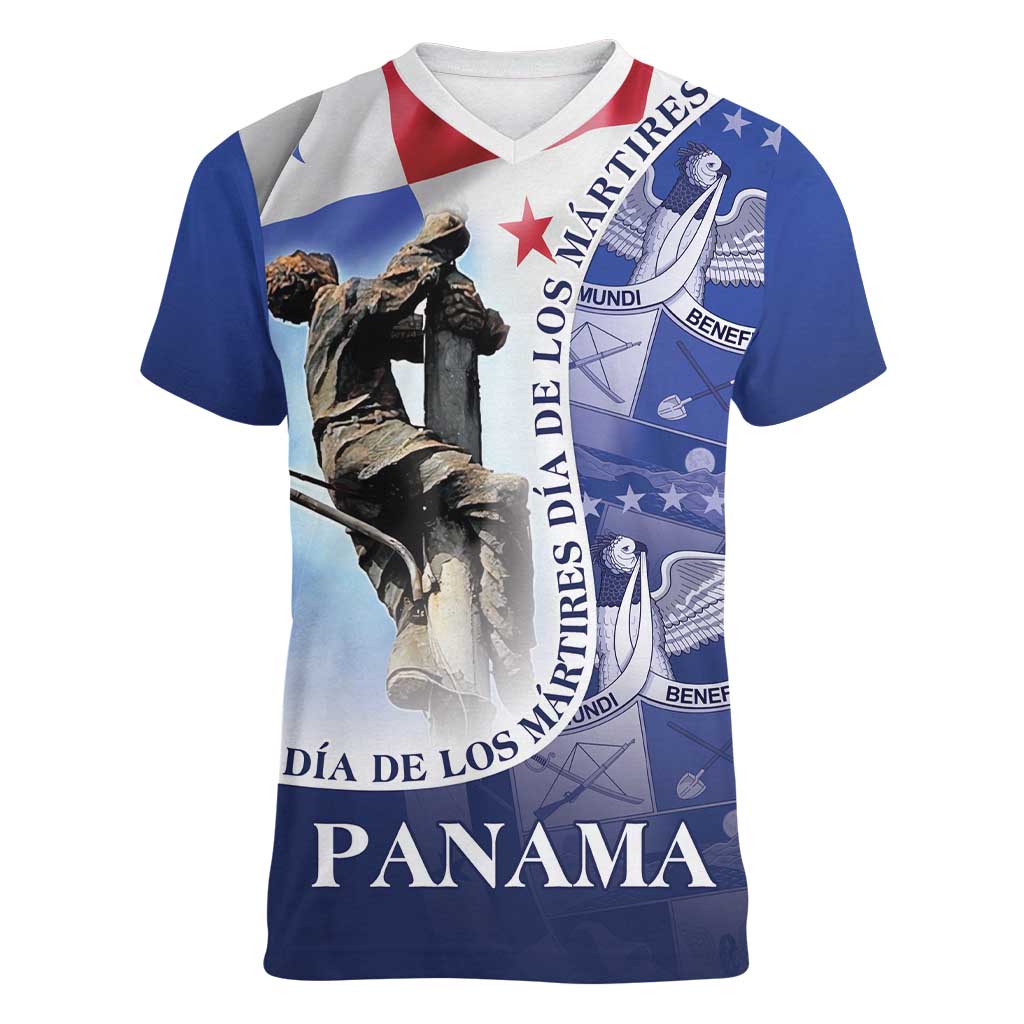 Panama Dia de los Martires Women V-Neck T-Shirt Panama Martyrs' Day Raises Flag - Wonder Print Shop