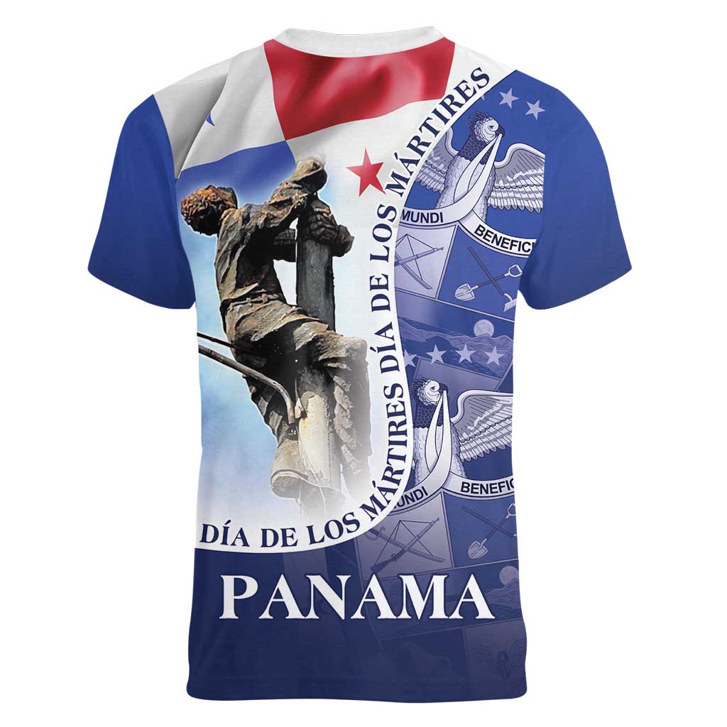 Panama Dia de los Martires Women V-Neck T-Shirt Panama Martyrs' Day Raises Flag - Wonder Print Shop