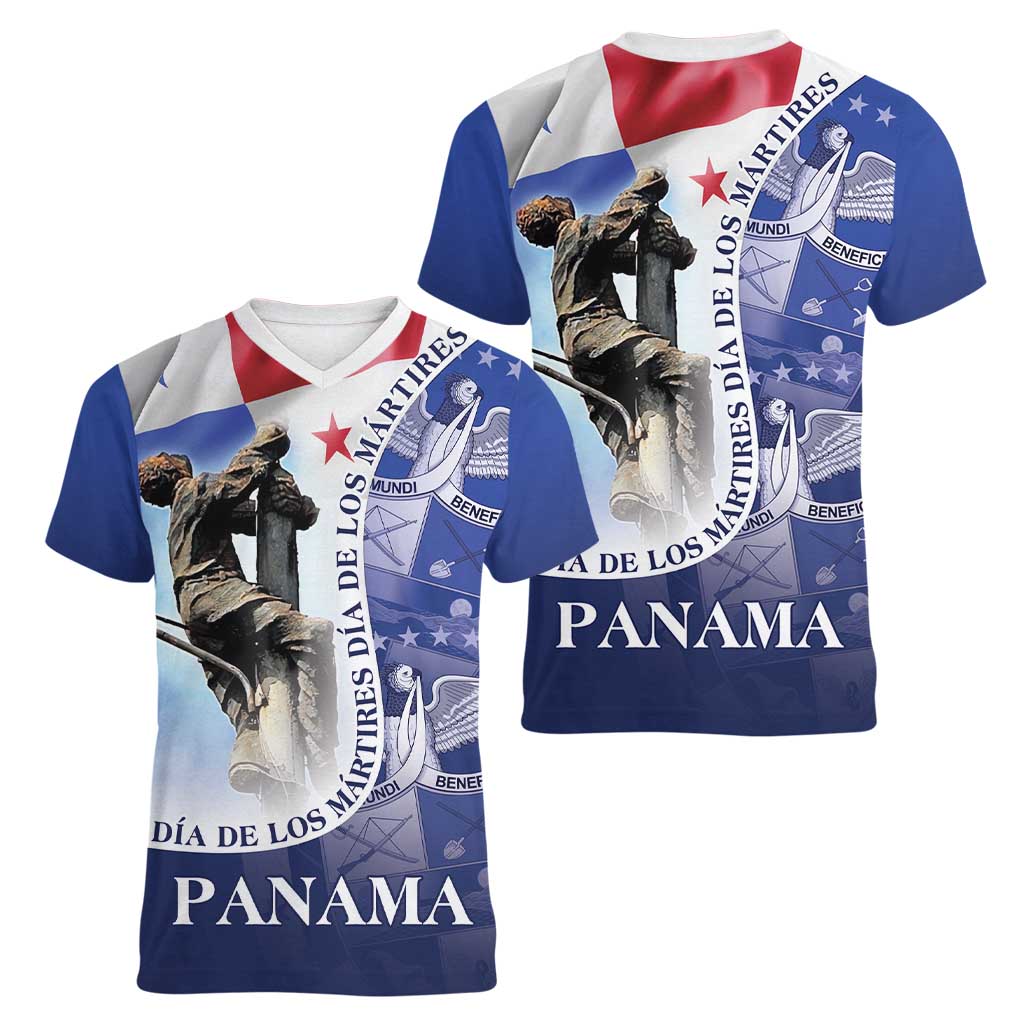 Panama Dia de los Martires Women V-Neck T-Shirt Panama Martyrs' Day Raises Flag - Wonder Print Shop