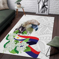 Philippines Eagle and Sampaguita Flowers Area Rug Polynesian Pattern LT9 - Wonder Print Shop
