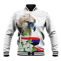 Philippines Eagle and Sampaguita Flowers Baseball Jacket Polynesian Pattern LT9 - Wonder Print Shop