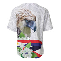 Philippines Eagle and Sampaguita Flowers Baseball Jersey Polynesian Pattern LT9 - Wonder Print Shop