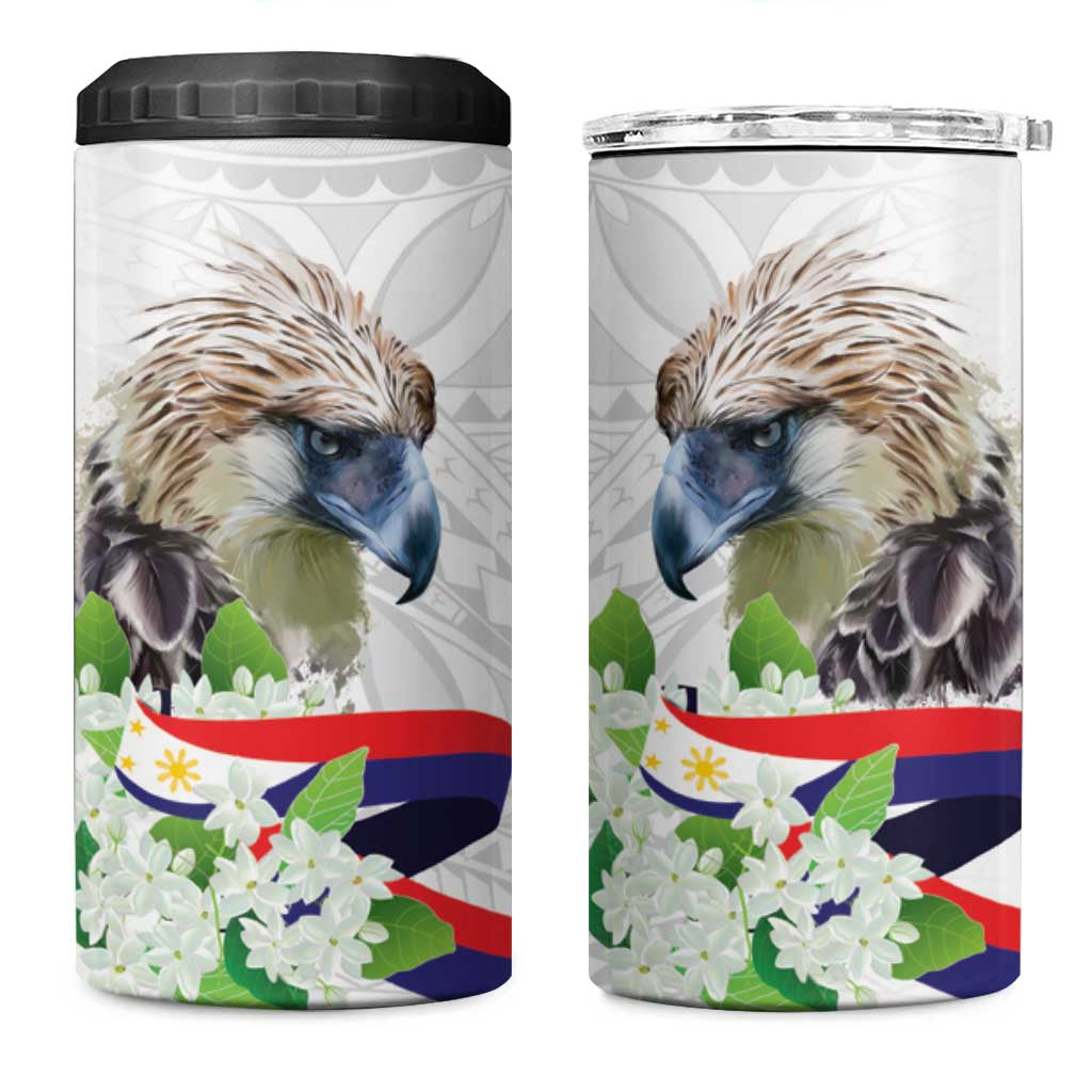 Philippines Eagle and Sampaguita Flowers 4 in 1 Can Cooler Tumbler Polynesian Pattern LT9 - Wonder Print Shop