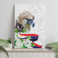 Philippines Eagle and Sampaguita Flowers Canvas Wall Art Polynesian Pattern LT9 - Wonder Print Shop