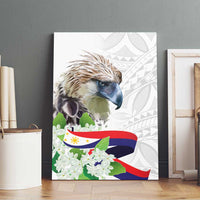 Philippines Eagle and Sampaguita Flowers Canvas Wall Art Polynesian Pattern LT9 - Wonder Print Shop