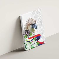 Philippines Eagle and Sampaguita Flowers Canvas Wall Art Polynesian Pattern LT9 - Wonder Print Shop