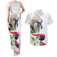 Philippines Eagle and Sampaguita Flowers Couples Matching Tank Maxi Dress and Hawaiian Shirt Polynesian Pattern LT9 - Wonder Print Shop
