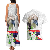 Philippines Eagle and Sampaguita Flowers Couples Matching Tank Maxi Dress and Hawaiian Shirt Polynesian Pattern LT9 - Wonder Print Shop