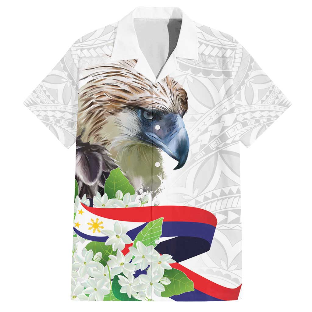 Philippines Eagle and Sampaguita Flowers Family Matching Long Sleeve Bodycon Dress and Hawaiian Shirt Polynesian Pattern LT9 - Wonder Print Shop