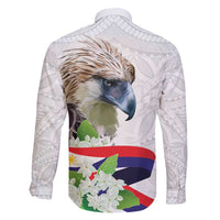 Philippines Eagle and Sampaguita Flowers Family Matching Long Sleeve Bodycon Dress and Hawaiian Shirt Polynesian Pattern LT9 - Wonder Print Shop