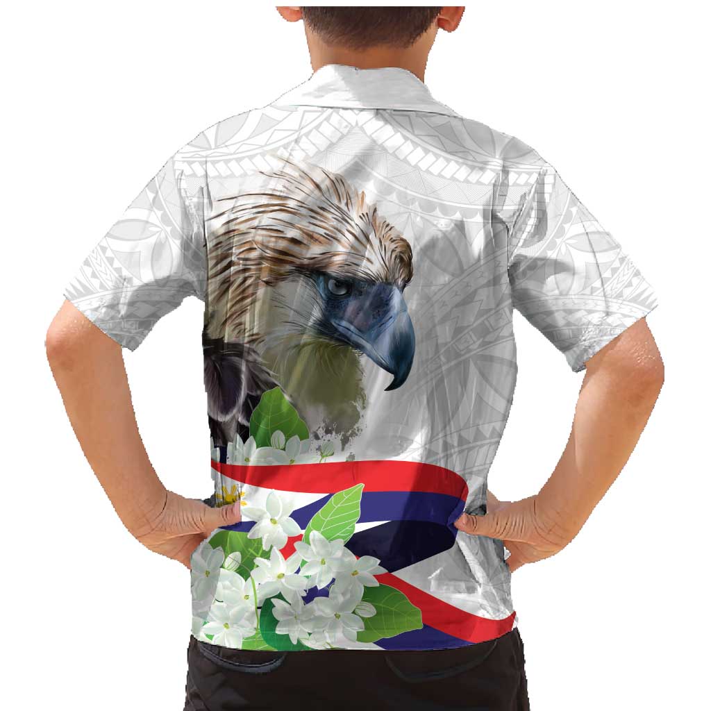 Philippines Eagle and Sampaguita Flowers Family Matching Mermaid Dress and Hawaiian Shirt Polynesian Pattern LT9 - Wonder Print Shop