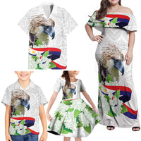 Philippines Eagle and Sampaguita Flowers Family Matching Off Shoulder Maxi Dress and Hawaiian Shirt Polynesian Pattern LT9 - Wonder Print Shop