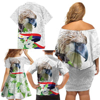 Philippines Eagle and Sampaguita Flowers Family Matching Off Shoulder Short Dress and Hawaiian Shirt Polynesian Pattern LT9 - Wonder Print Shop