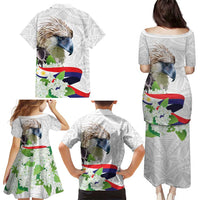 Philippines Eagle and Sampaguita Flowers Family Matching Puletasi and Hawaiian Shirt Polynesian Pattern - Wonder Print Shop