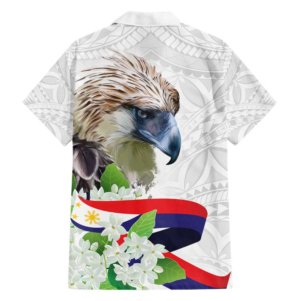 Philippines Eagle and Sampaguita Flowers Family Matching Puletasi and Hawaiian Shirt Polynesian Pattern - Wonder Print Shop