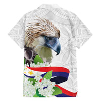 Philippines Eagle and Sampaguita Flowers Family Matching Short Sleeve Bodycon Dress and Hawaiian Shirt Polynesian Pattern - Wonder Print Shop