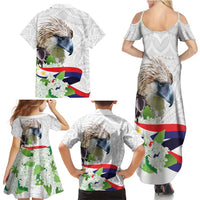 Philippines Eagle and Sampaguita Flowers Family Matching Summer Maxi Dress and Hawaiian Shirt Polynesian Pattern - Wonder Print Shop