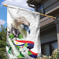 Philippines Eagle and Sampaguita Flowers Garden Flag Polynesian Pattern - Wonder Print Shop
