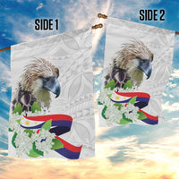 Philippines Eagle and Sampaguita Flowers Garden Flag Polynesian Pattern - Wonder Print Shop