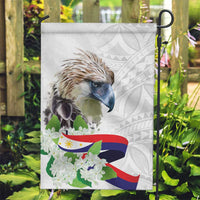 Philippines Eagle and Sampaguita Flowers Garden Flag Polynesian Pattern - Wonder Print Shop