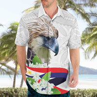 Philippines Eagle and Sampaguita Flowers Hawaiian Shirt Polynesian Pattern - Wonder Print Shop