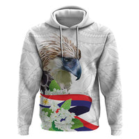 Philippines Eagle and Sampaguita Flowers Hoodie Polynesian Pattern - Wonder Print Shop