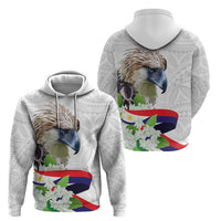 Philippines Eagle and Sampaguita Flowers Hoodie Polynesian Pattern - Wonder Print Shop