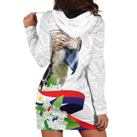 Philippines Eagle and Sampaguita Flowers Hoodie Dress Polynesian Pattern - Wonder Print Shop