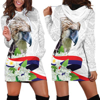 Philippines Eagle and Sampaguita Flowers Hoodie Dress Polynesian Pattern - Wonder Print Shop