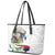 Philippines Eagle and Sampaguita Flowers Leather Tote Bag Polynesian Pattern - Wonder Print Shop